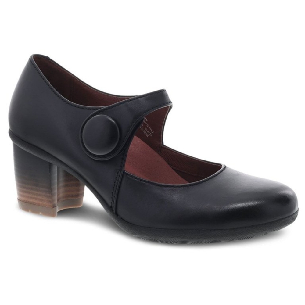 Dansko Page Black Waterproof Mary Jane Chunky Heel